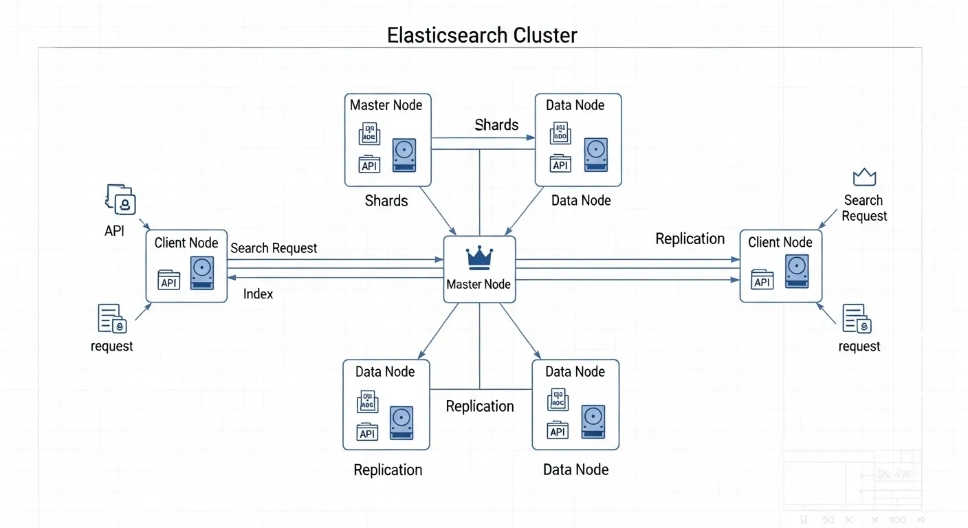 Alt Text: Arquitetura de clusters e nós no Elasticsearch