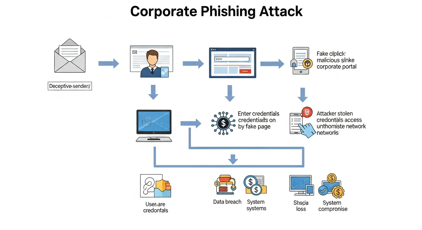 Alt Text: Infográfico sobre vetores de ataque de phishing empresarial