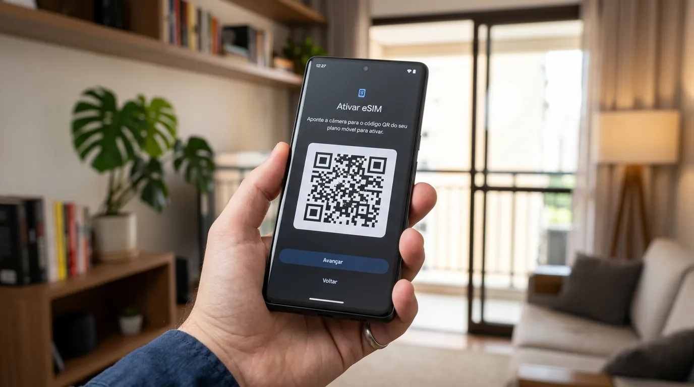 Escaneamento de QR Code para ativar eSIM