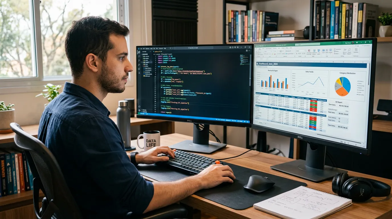 Desenvolvedor usando Python e Pandas para automatizar planilhas