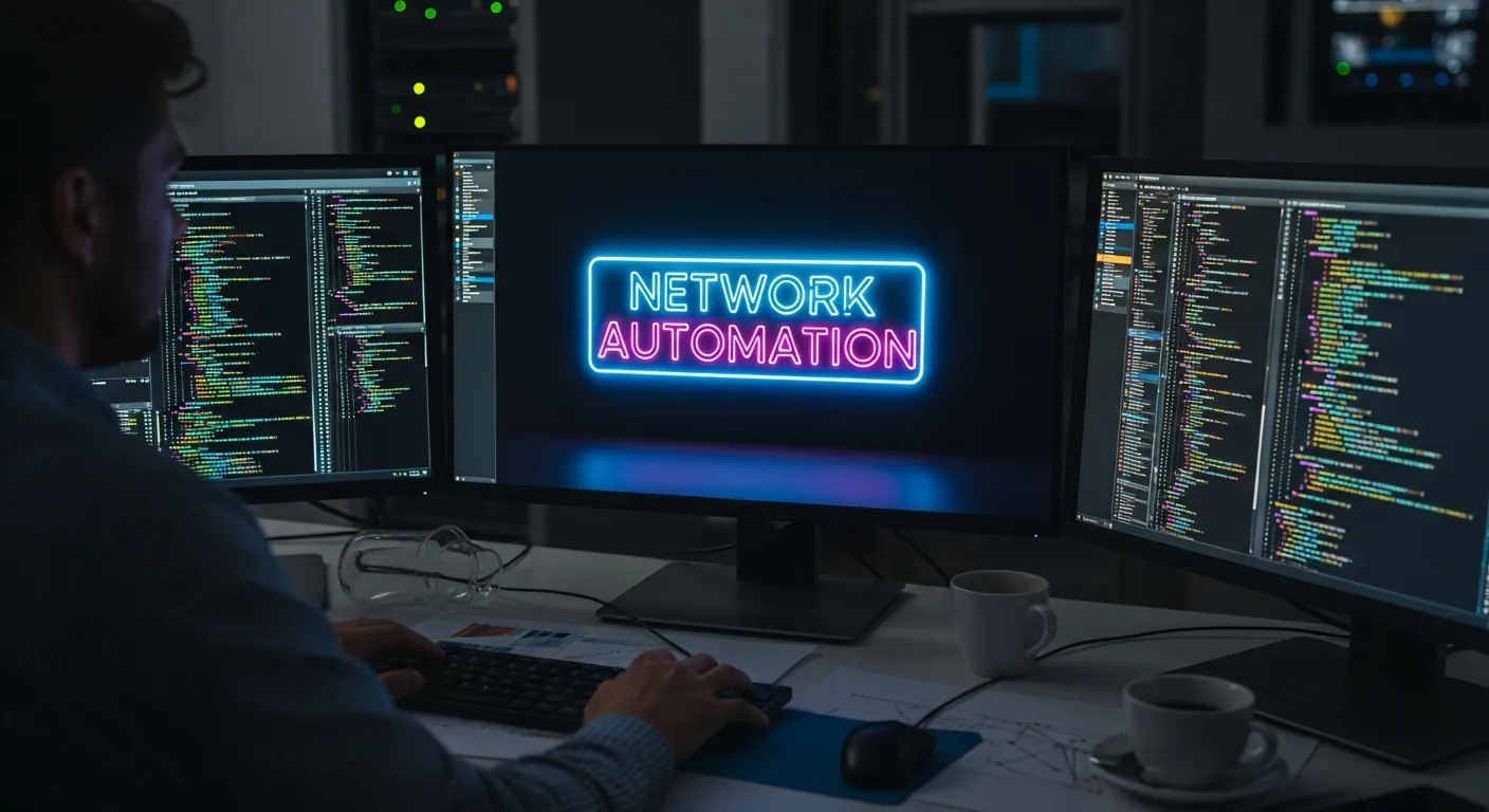 Engenheiro de redes programando automação com Python e Ansible