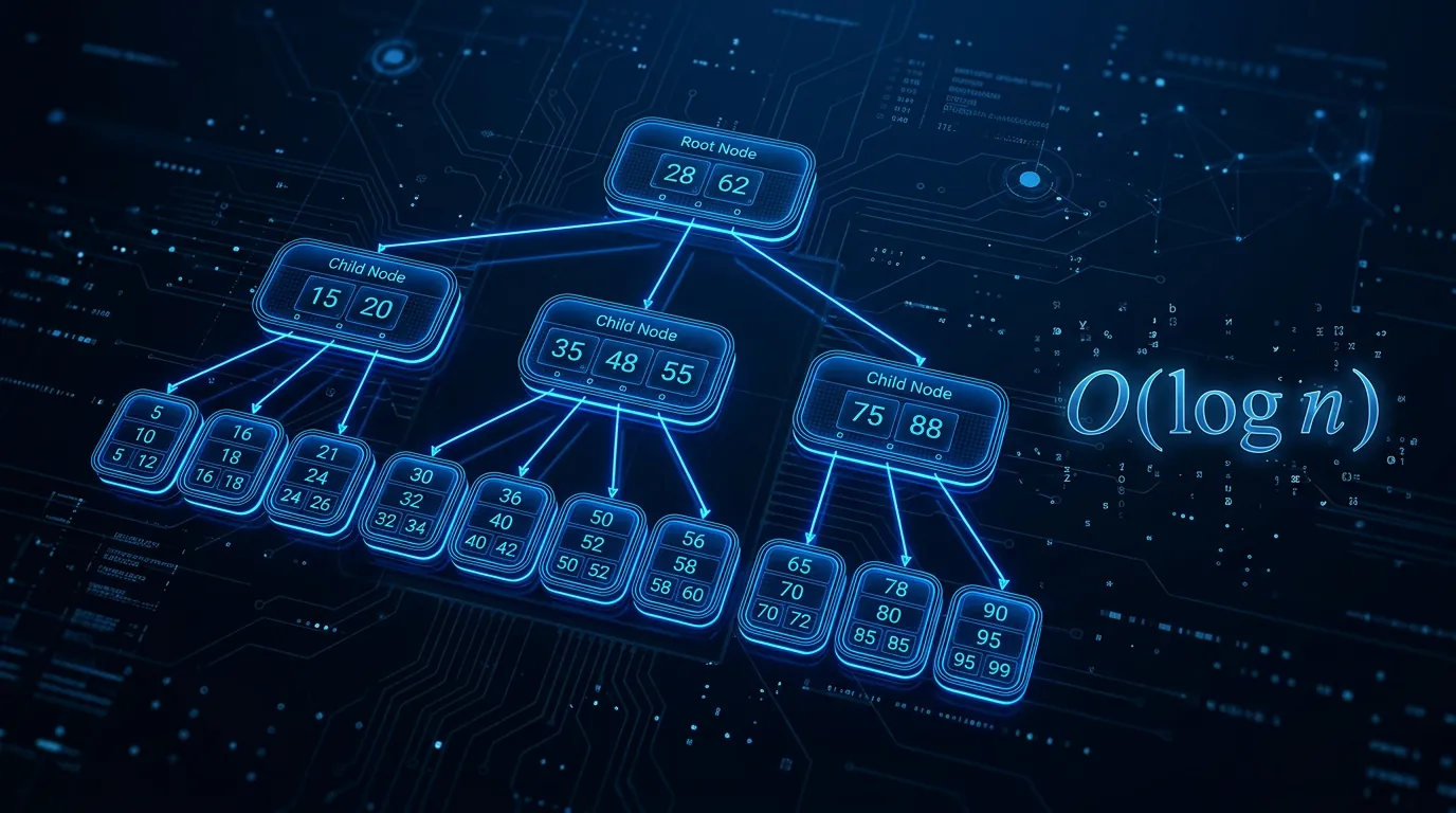 Estrutura de B-Tree e complexidade O(log n)