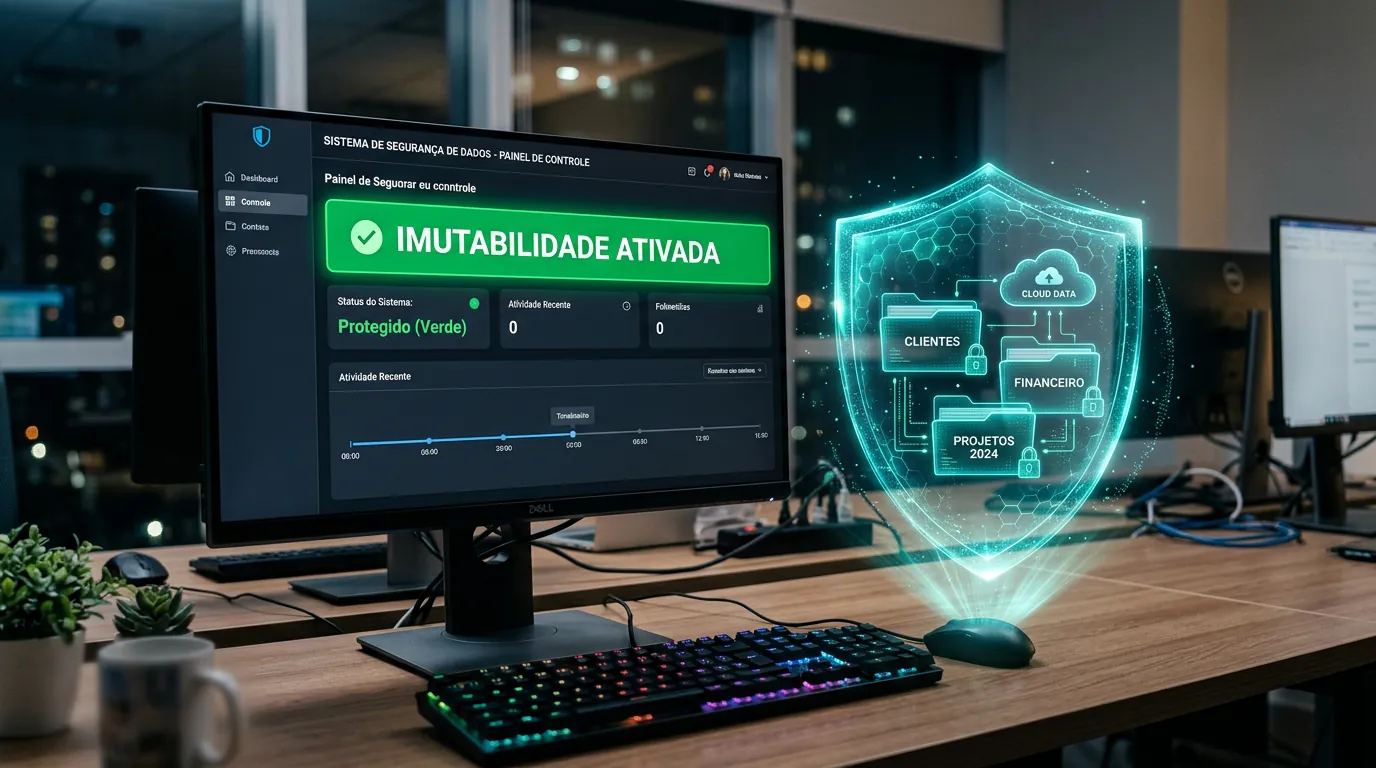 Painel de controle mostrando backup imutável ativado