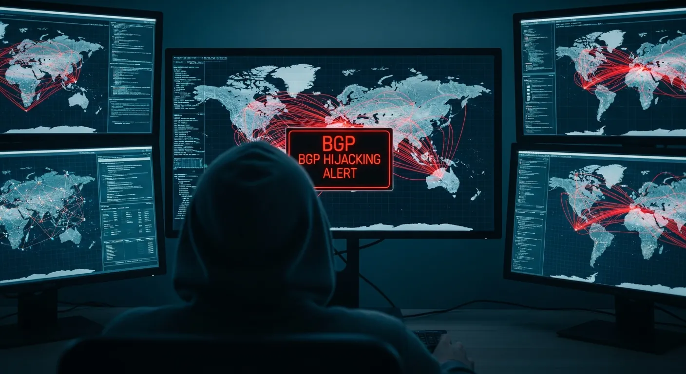 Representação visual de um ataque de sequestro de BGP