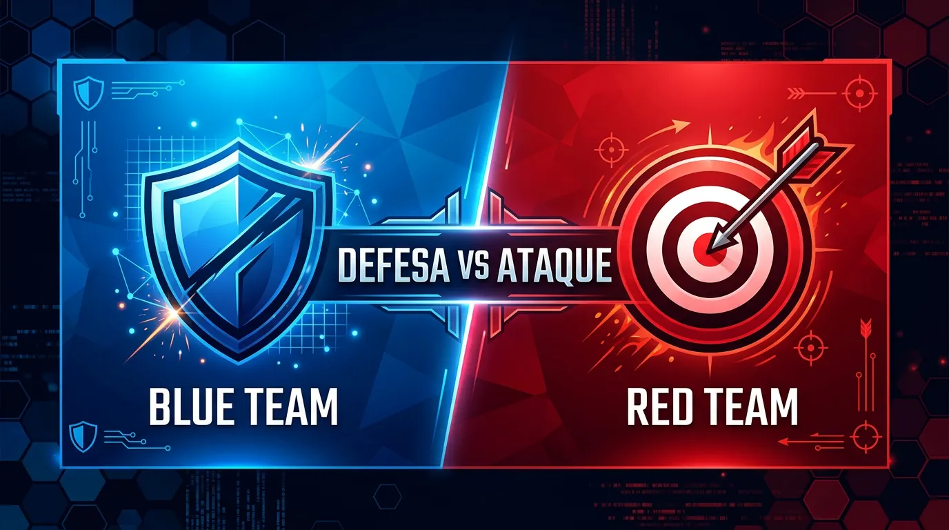 Ilustração de Blue Team e Red Team em cibersegurança