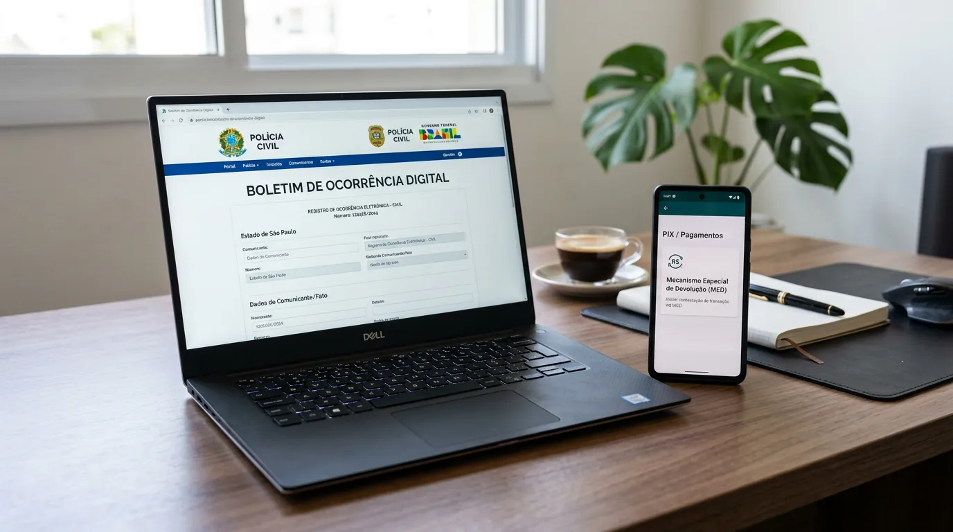 Registro de Boletim de Ocorrência e acionamento do MED após golpe financeiro