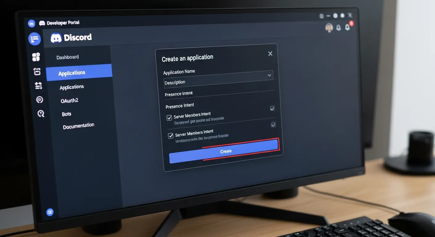 Alt Text: Criando um bot no portal do desenvolvedor Discord