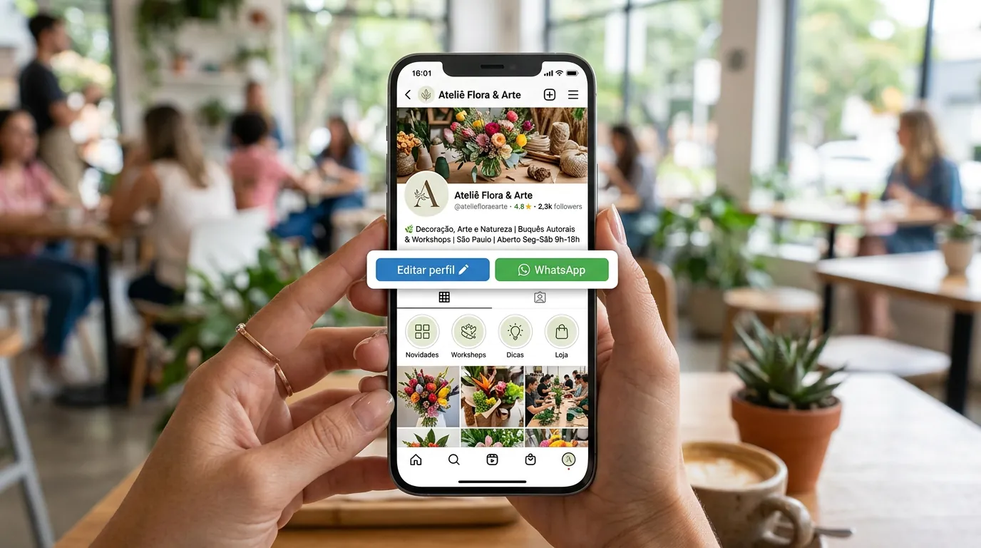 Botão de contato oficial do WhatsApp na bio do Instagram