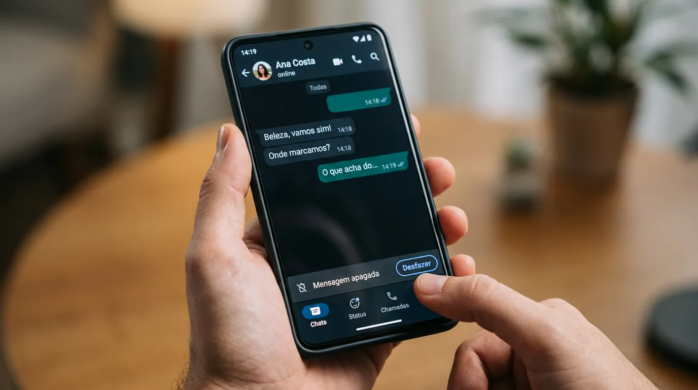 Botão Desfazer do WhatsApp para recuperar mensagem apagada em 5 segundos