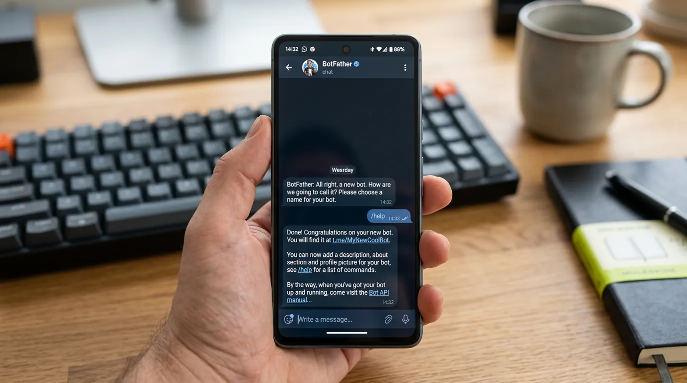 Tela do BotFather no Telegram