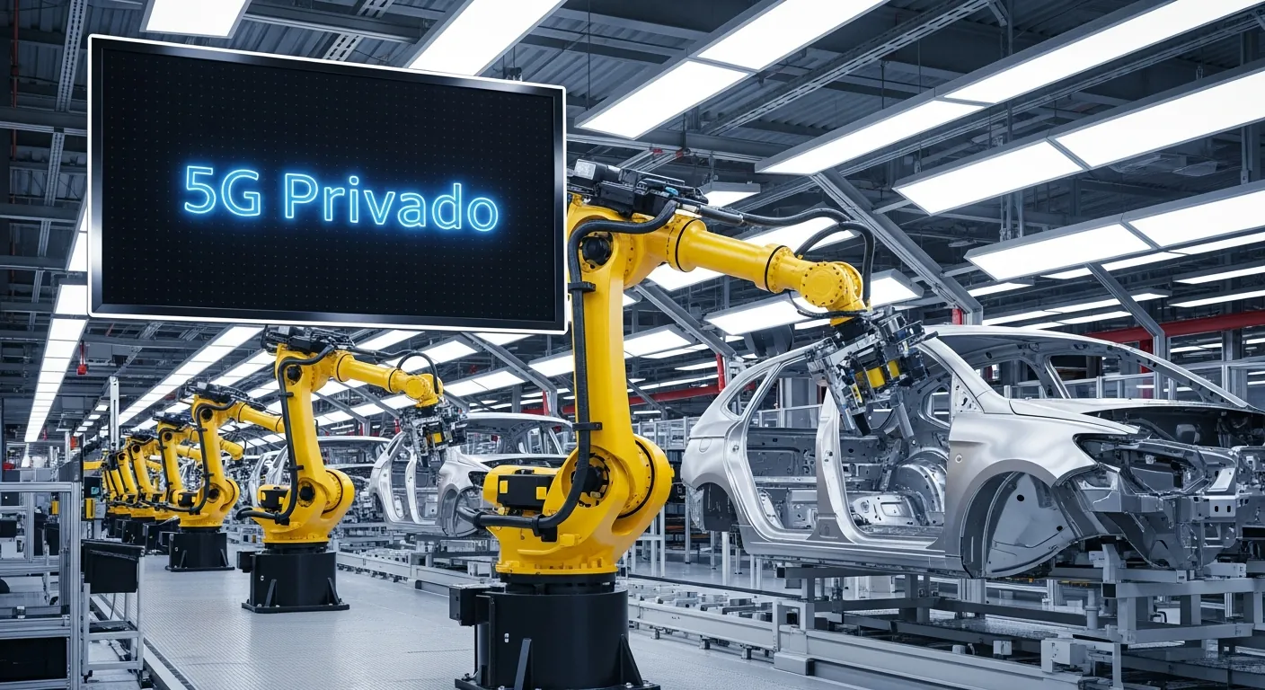 Braco robotico industrial conectado ao 5G Privado