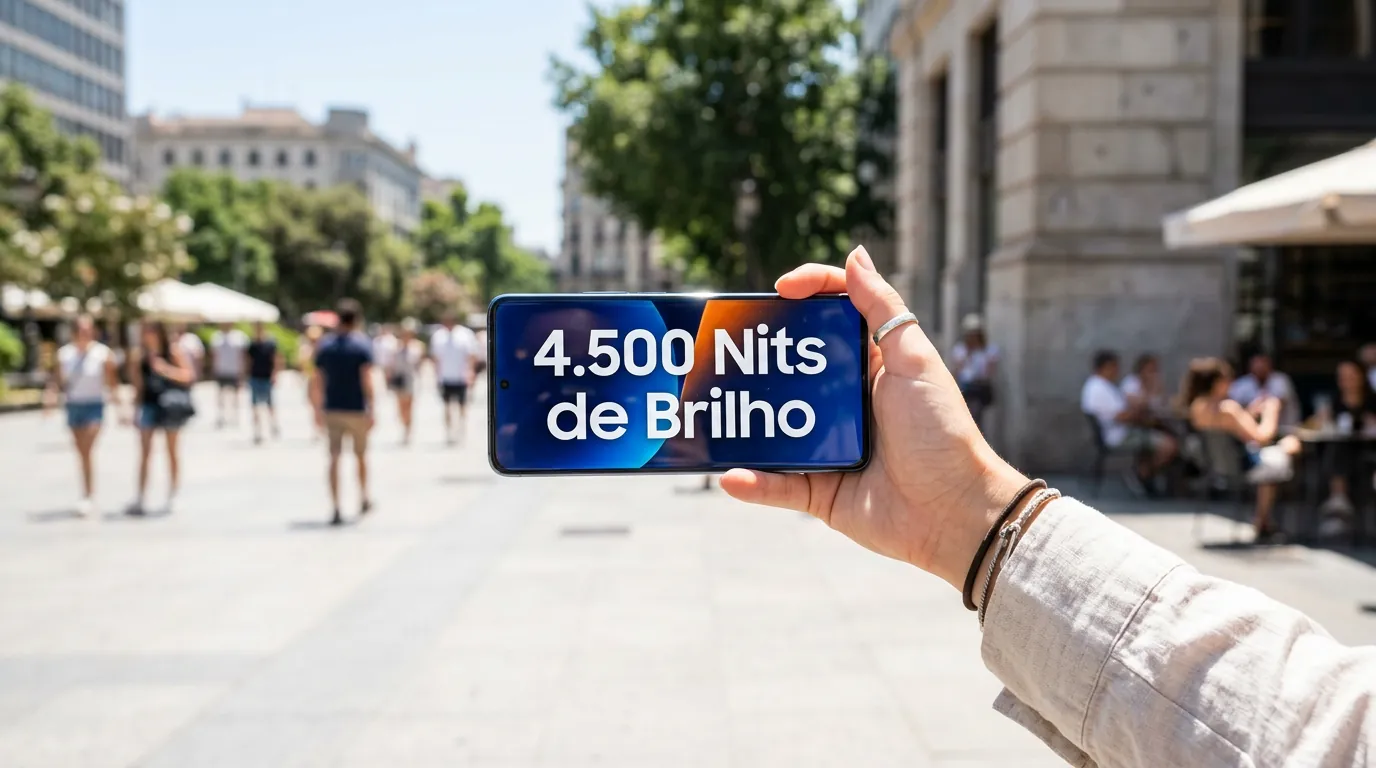 Tela de celular com alto brilho em nits para uso no sol