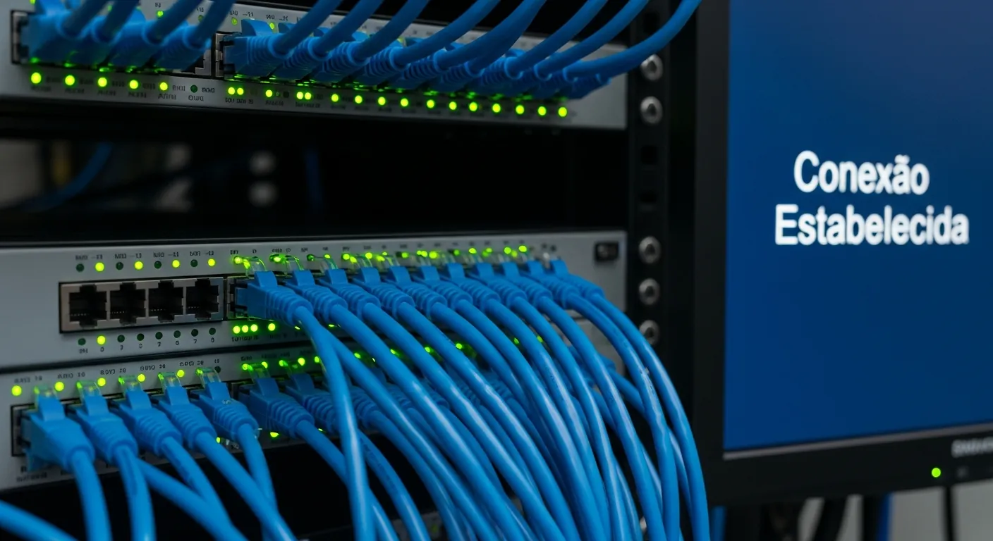 Cabos de rede conectados a um switch