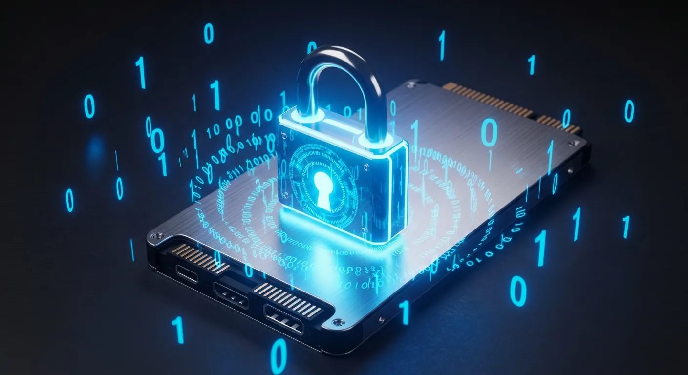 Criptografia de disco SSD protegendo dados