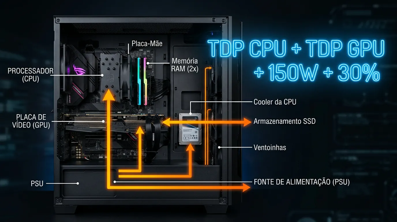 Diagrama de cálculo de potência de fonte de PC