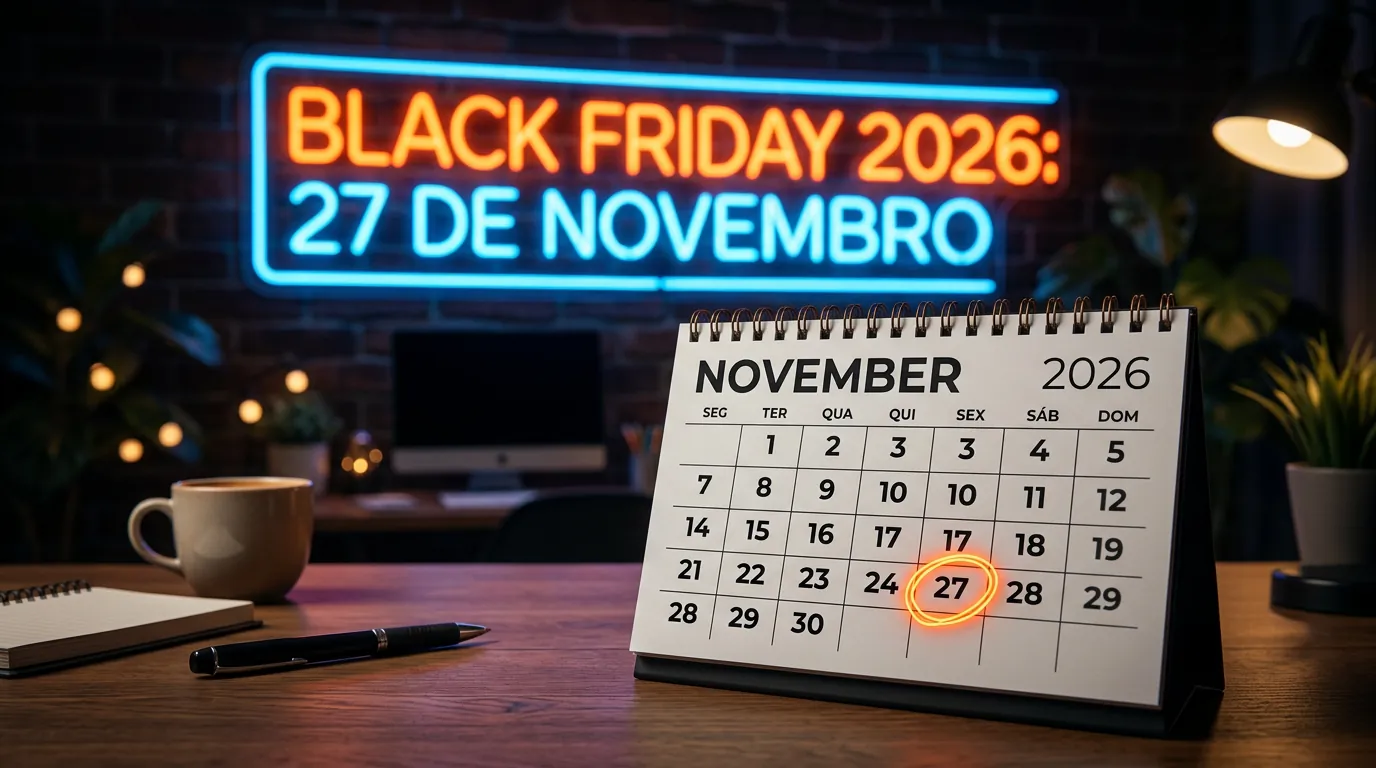 Calendário da Black Friday 2026 marcando o dia 27 de novembro
