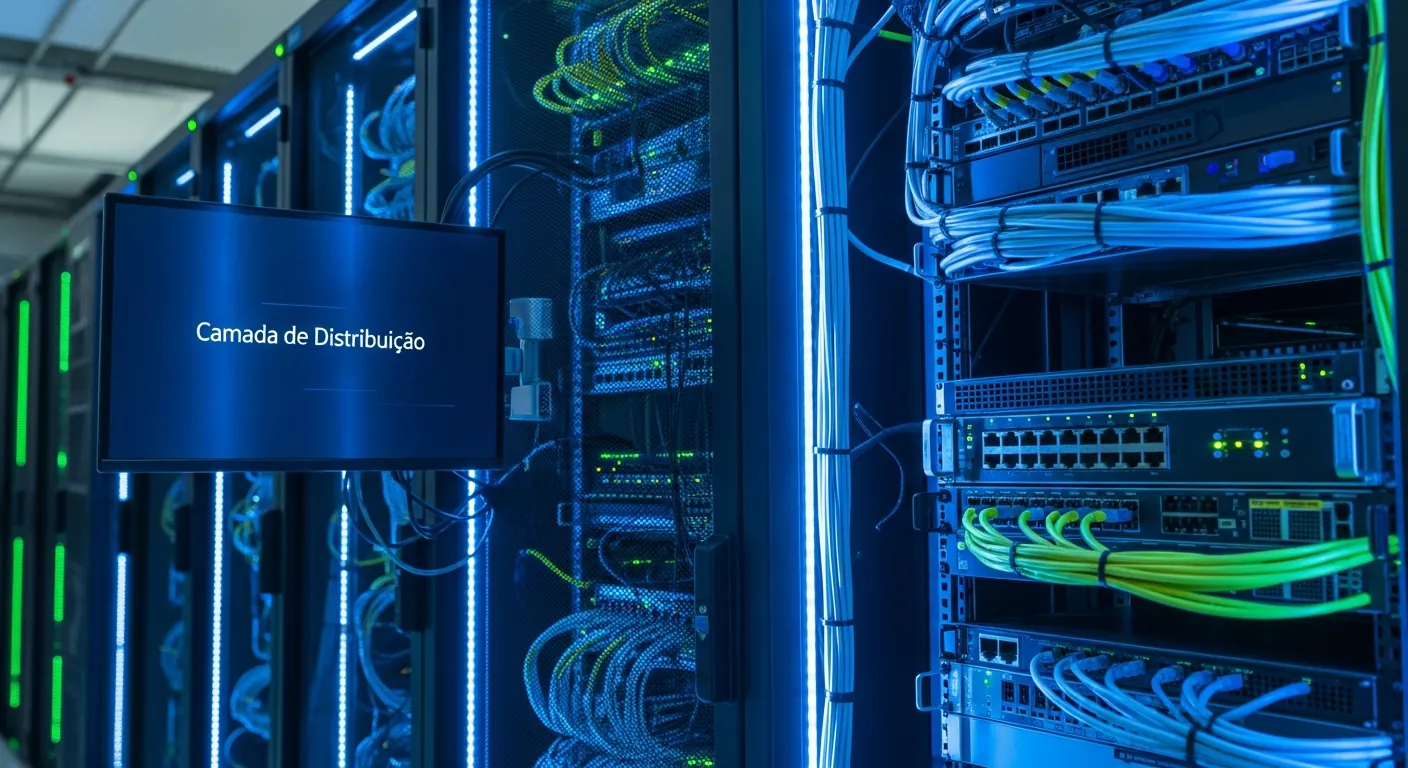 Rack de switches na Camada de Distribuição