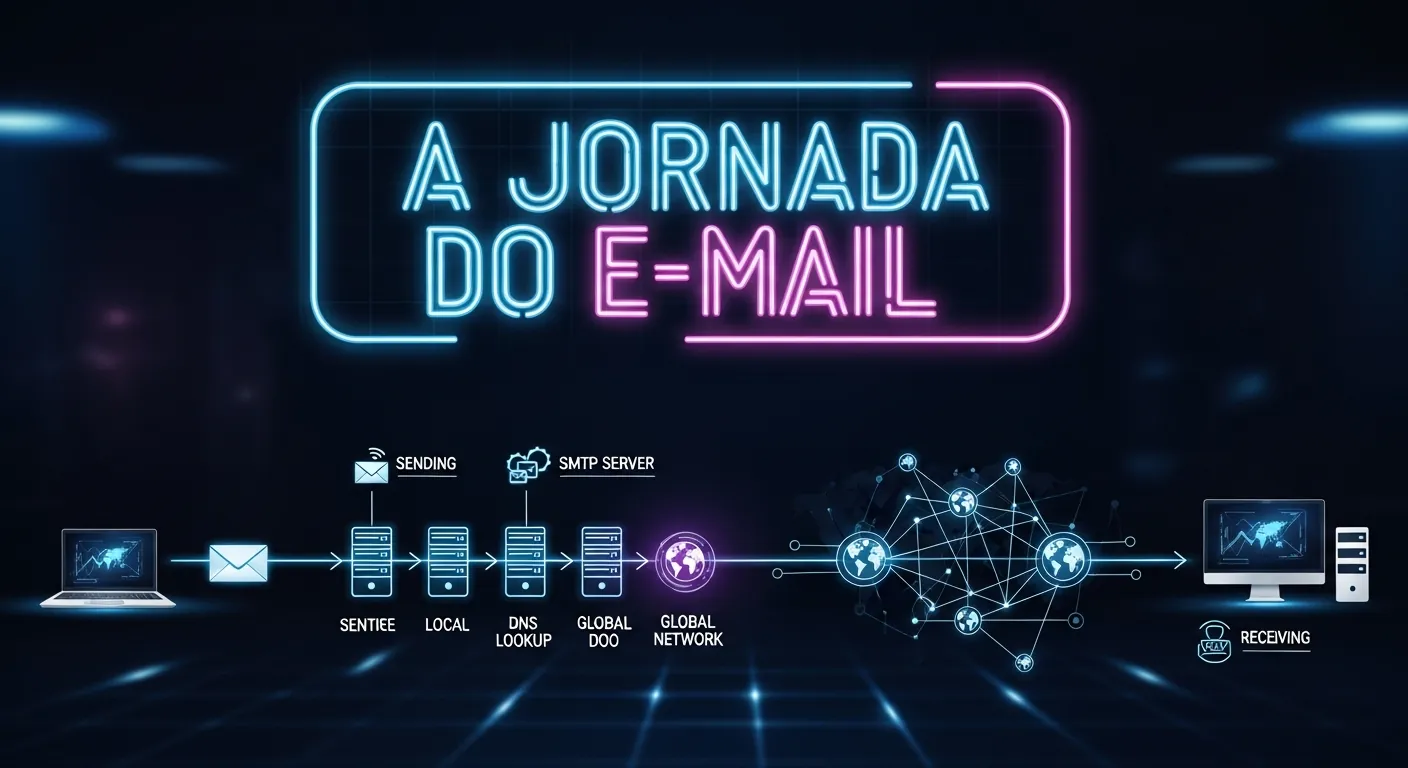 Infográfico do caminho do e-mail pela internet