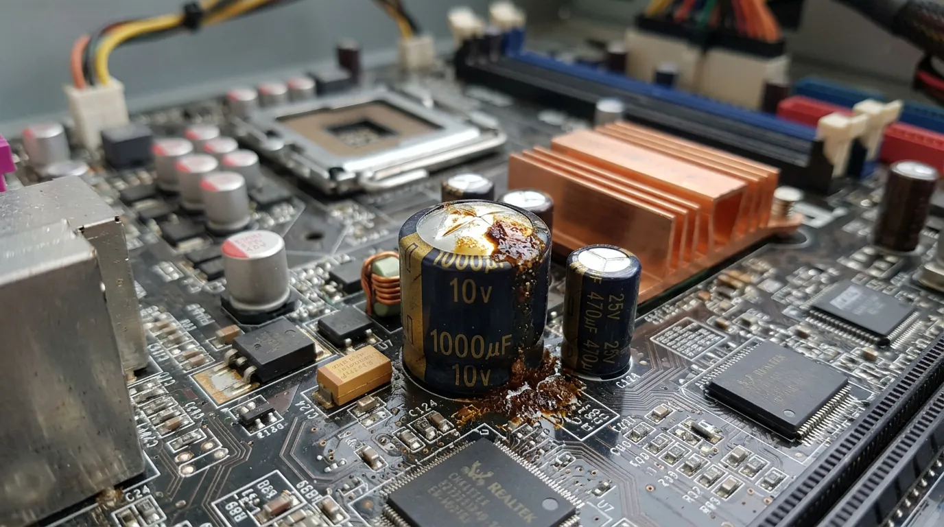 Capacitor estufado em placa-mãe