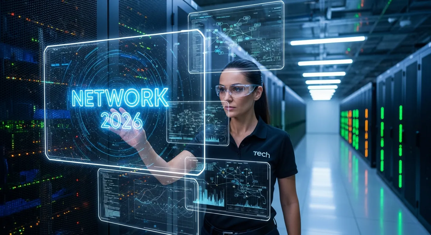 Profissional de redes trabalhando em data center moderno