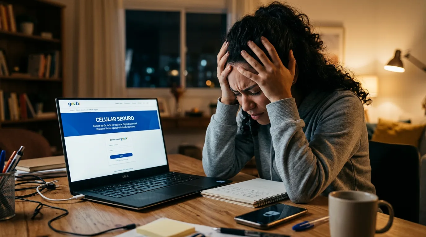 Vítima bloqueando celular roubado pelo notebook