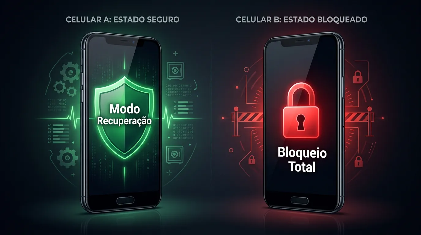 Comparação entre Modo Recuperação e Bloqueio Total do programa Celular Seguro