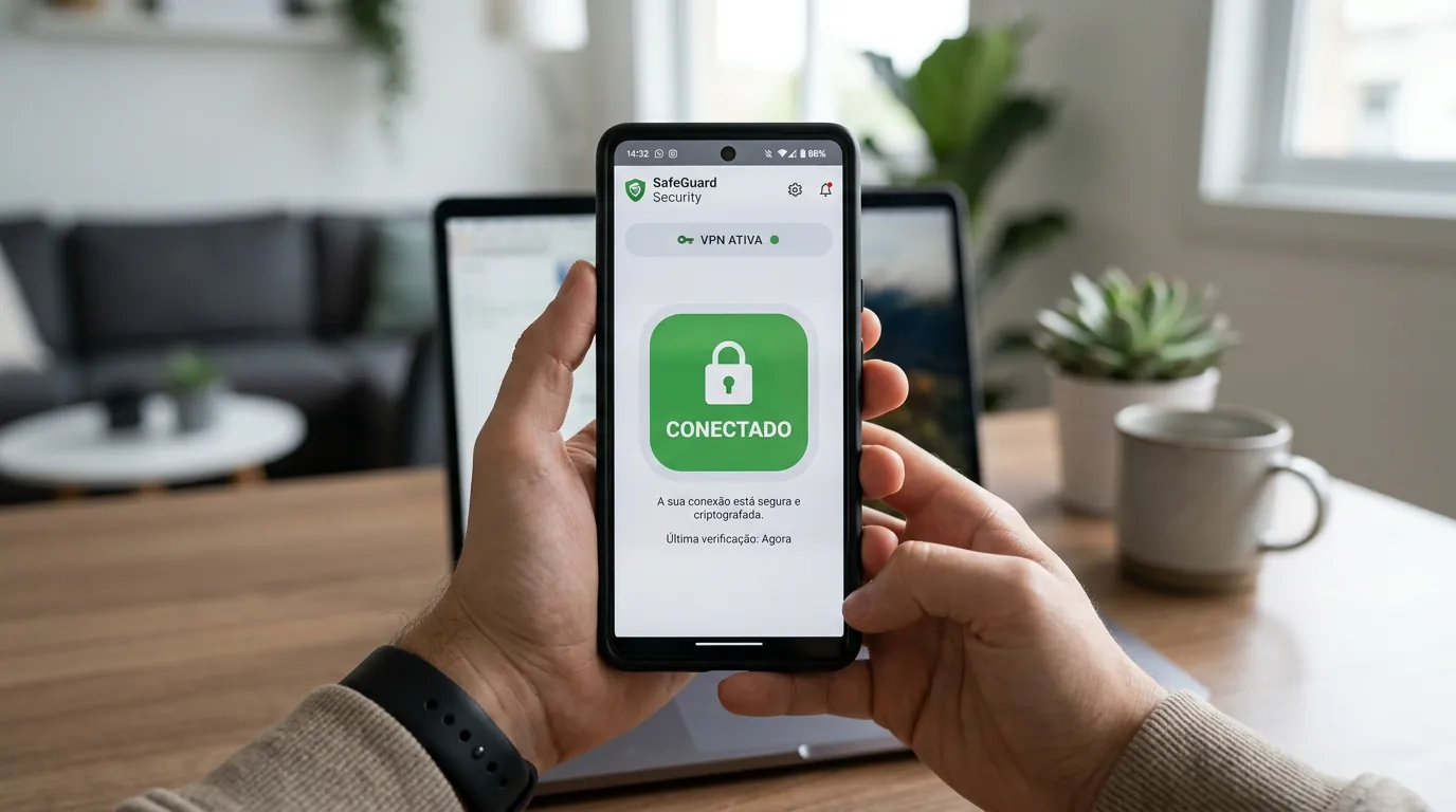 Aplicativo de VPN conectado no smartphone