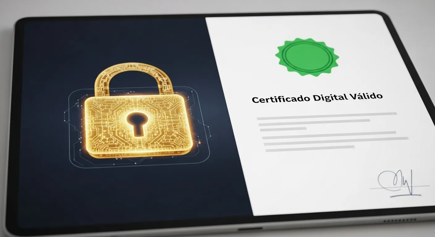 Tela de tablet com certificado digital