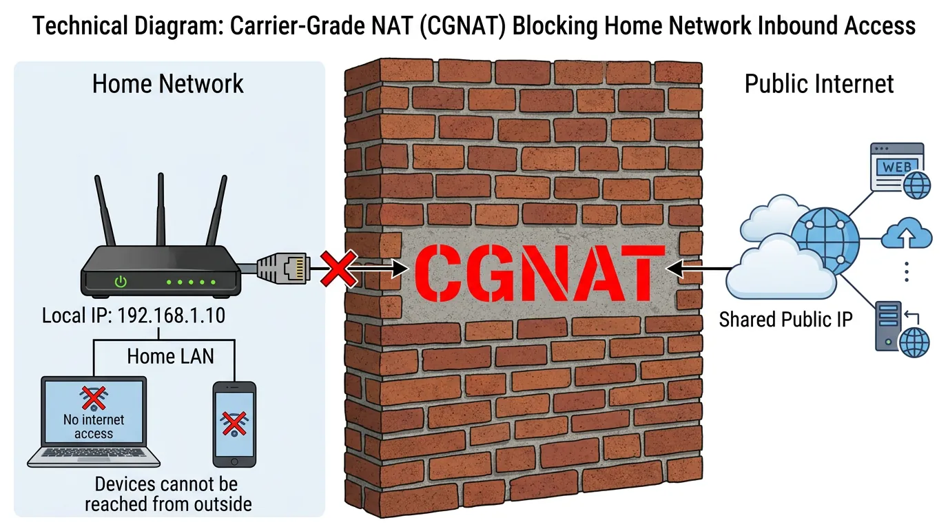 Diagrama de bloqueio de rede CGNAT