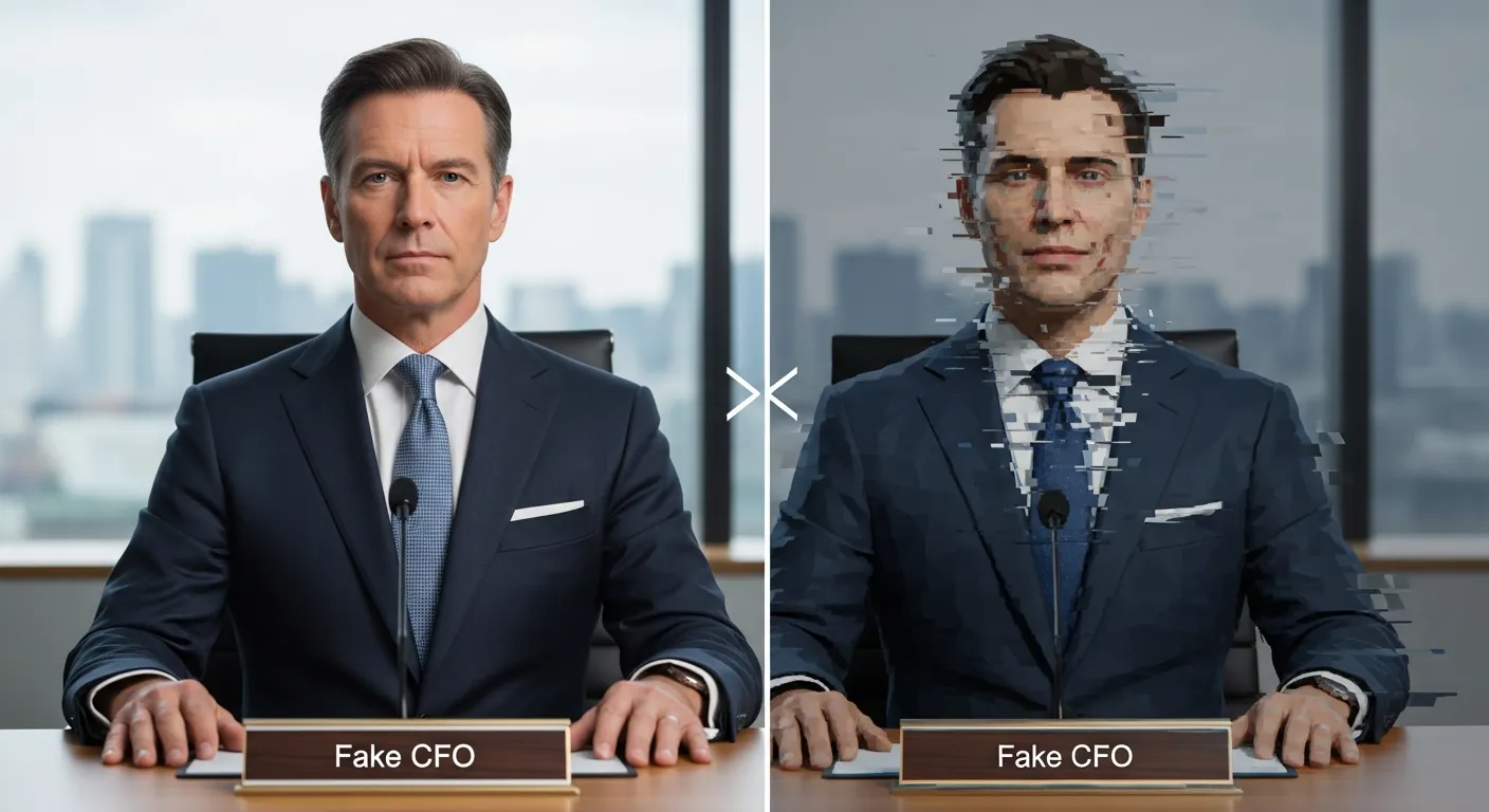 Comparação entre chamada de vídeo real e deepfake