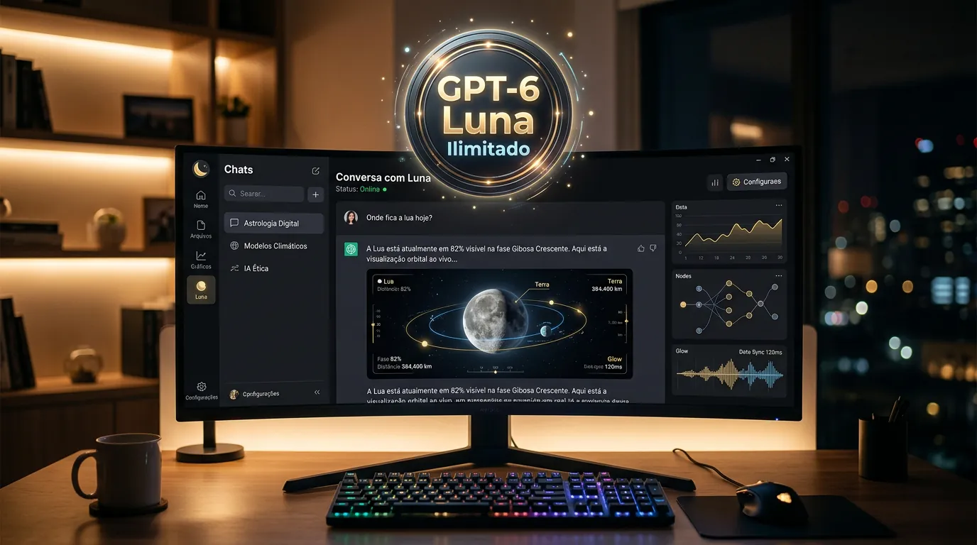 Interface do ChatGPT Grátis em 2026 com modelo GPT-6 Luna e Intelligent UI
