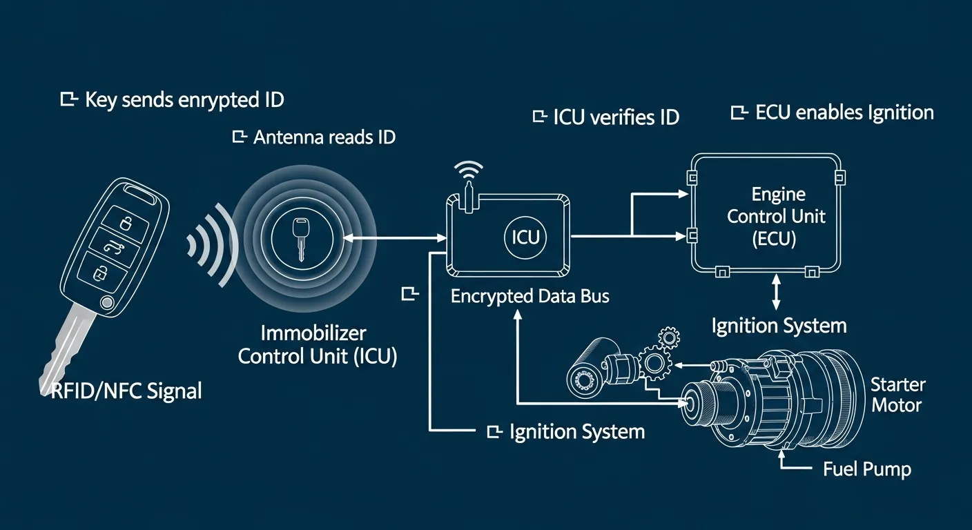 Alt Text: Funcionamento de sistemas de chave transponder automotiva