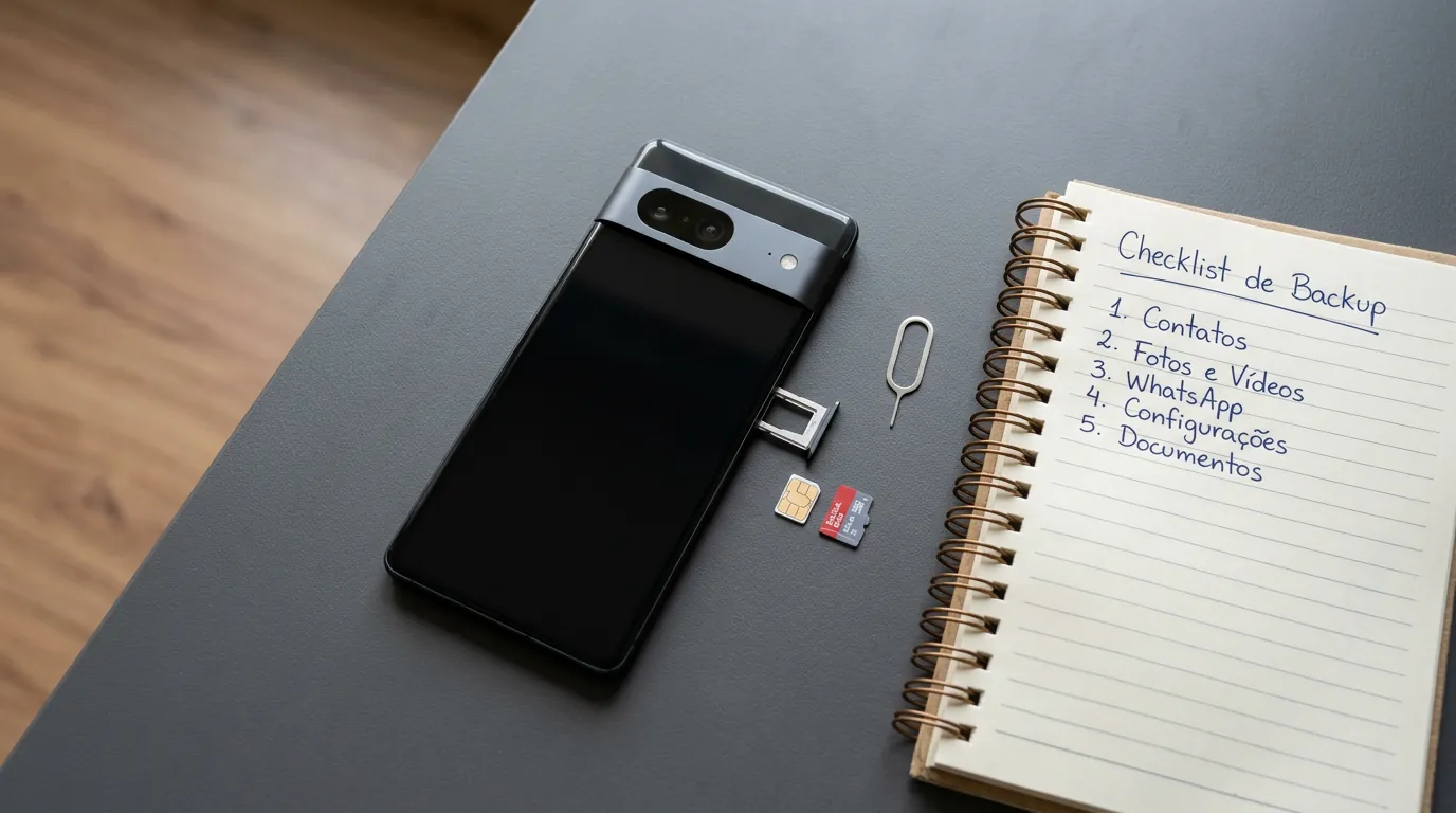Remoção de chip SIM e cartão MicroSD antes de restaurar padrão de fábrica