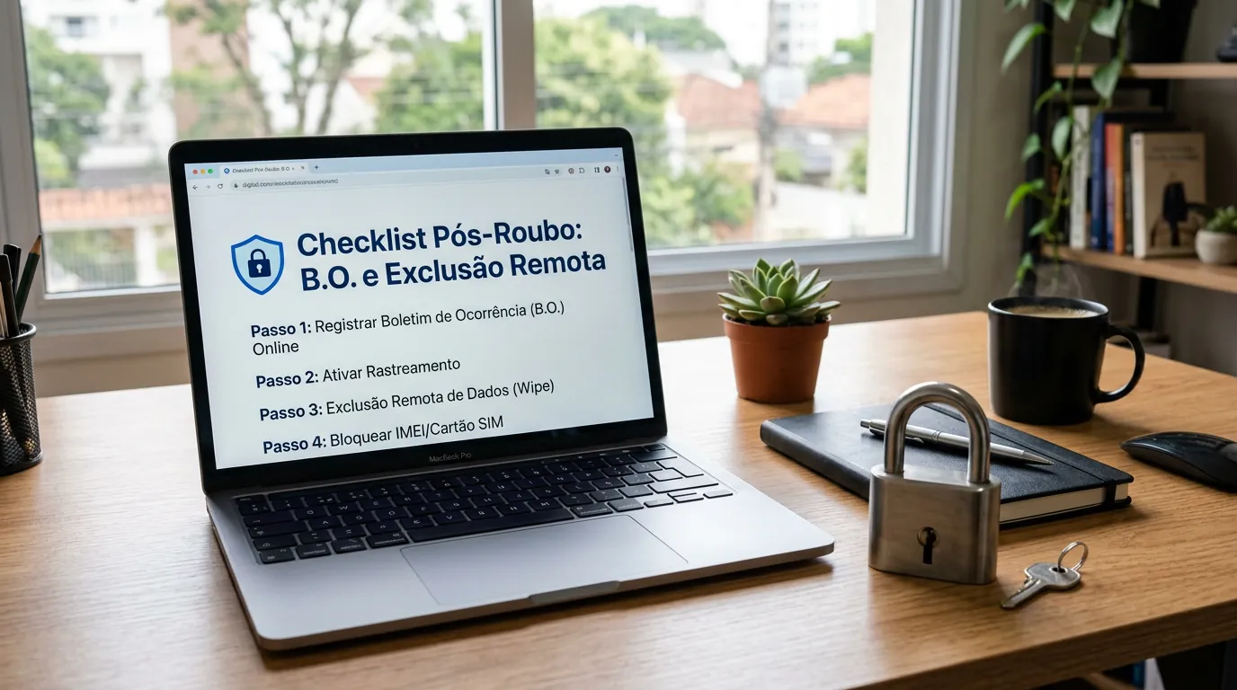 Checklist de segurança após roubo de celular e registro de Boletim de Ocorrência