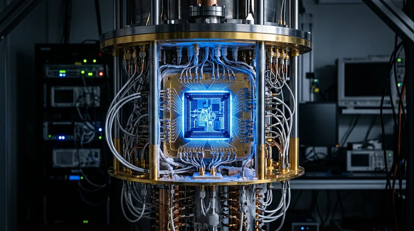Processador de computador quântico em laboratório