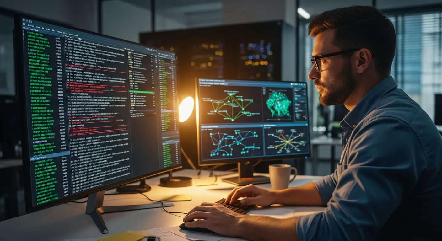 Especialista em cibersegurança monitorando rede