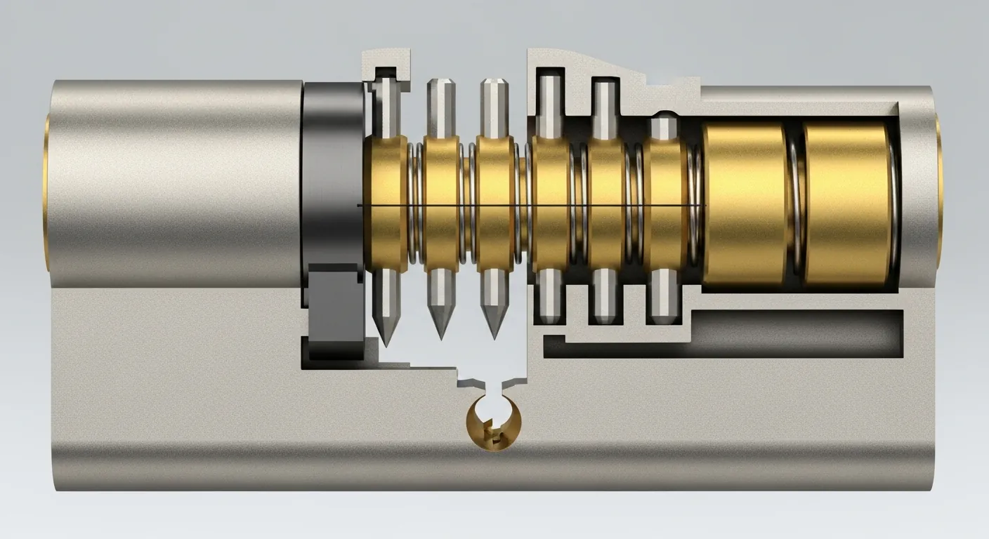 Estrutura interna de fechadura residencial
