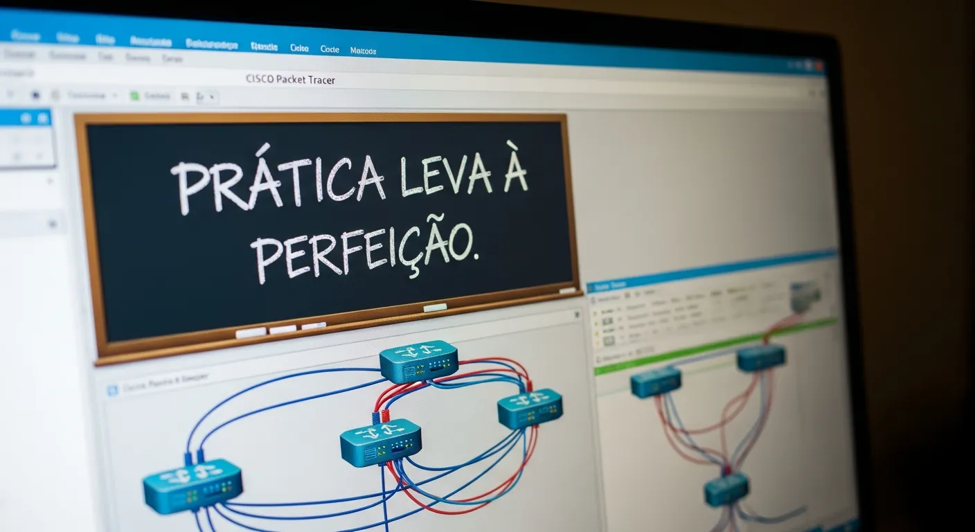 Tela do Cisco Packet Tracer mostrando topologia de rede