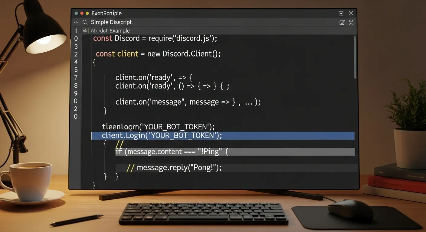 Alt Text: Exemplo de código bot Discord.js