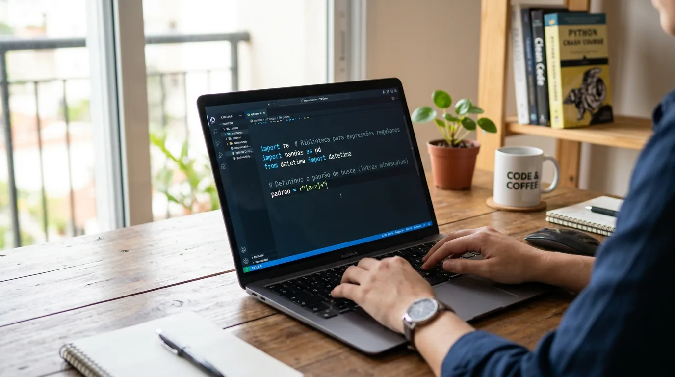 Código Python usando import re e raw strings para regex