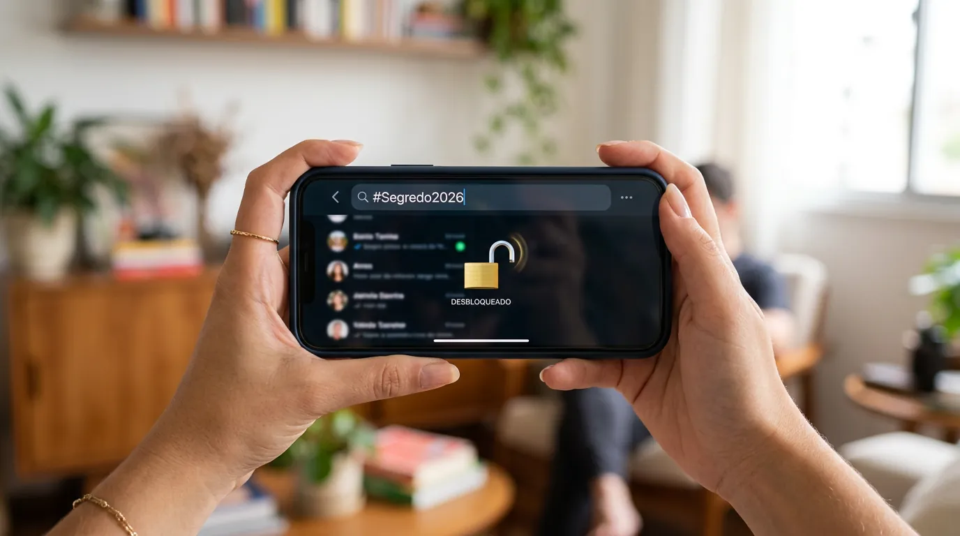 Código secreto do WhatsApp na barra de pesquisa para abrir conversas trancadas
