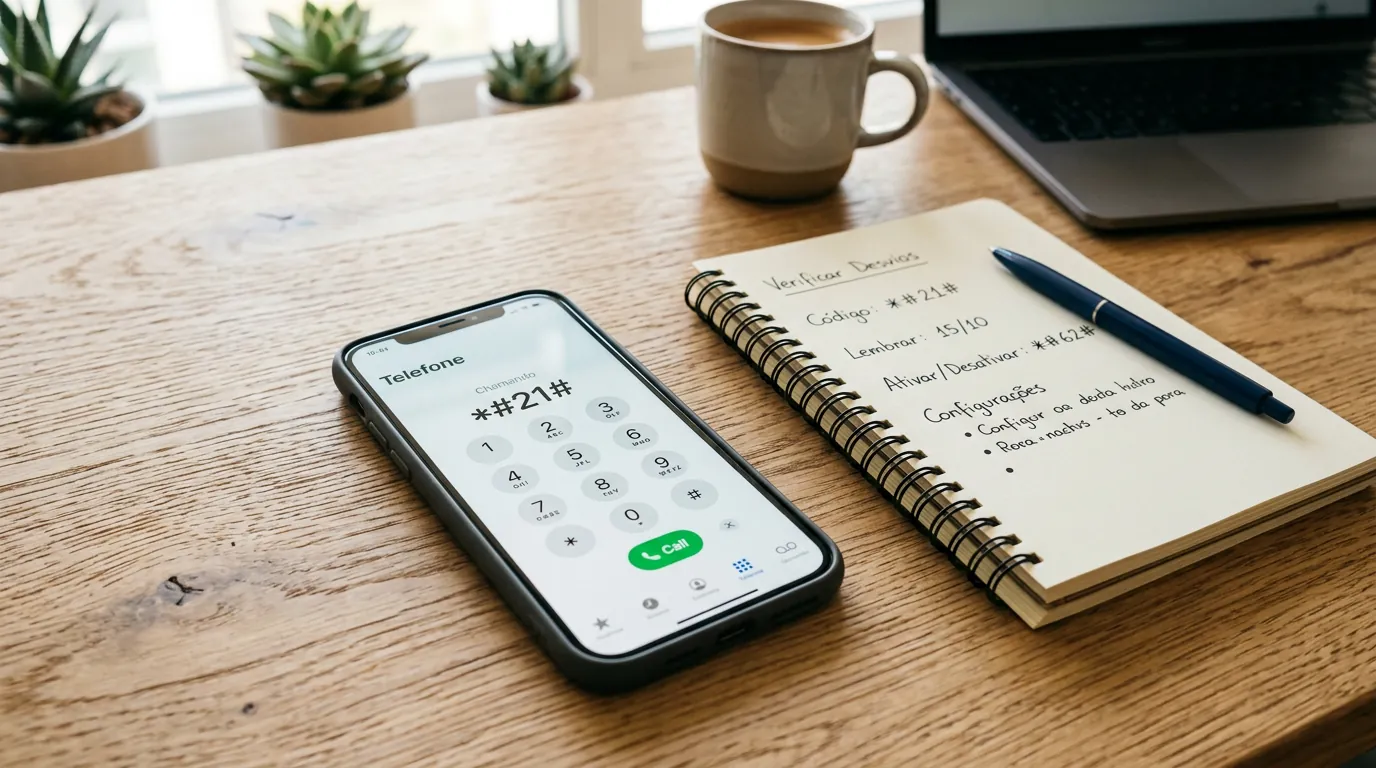 Código *#21# digitado no celular para descobrir desvio de chamadas