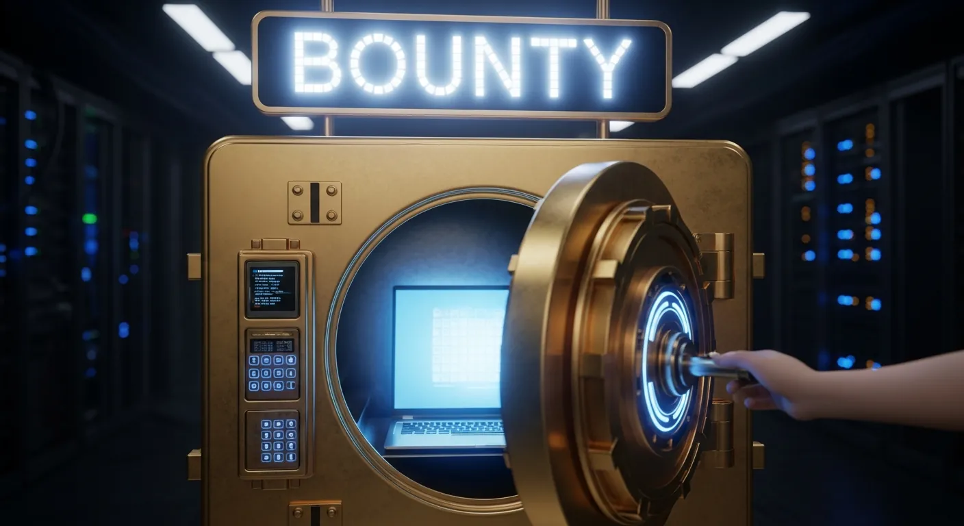 Cofre digital representando grandes recompensas de bug bounty