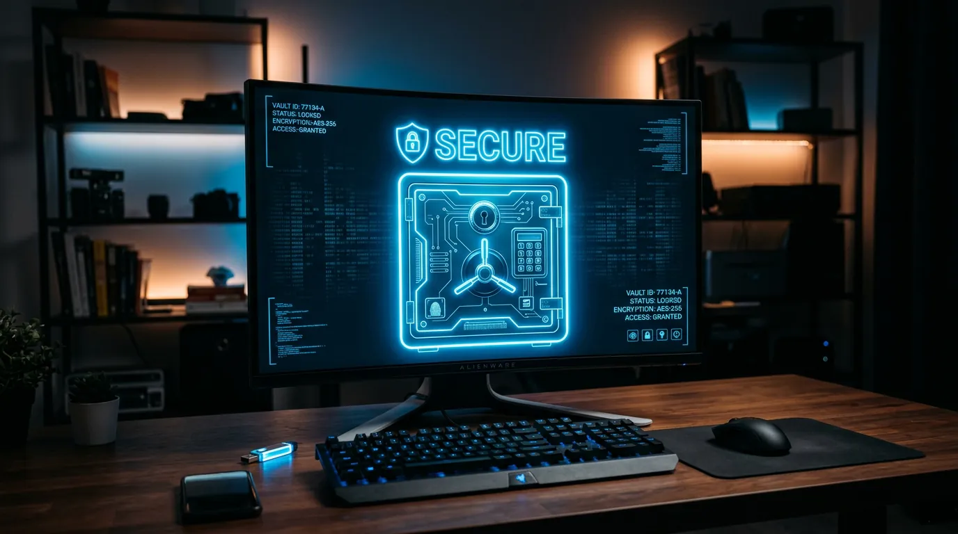 Cofre digital representando gerenciador de senhas