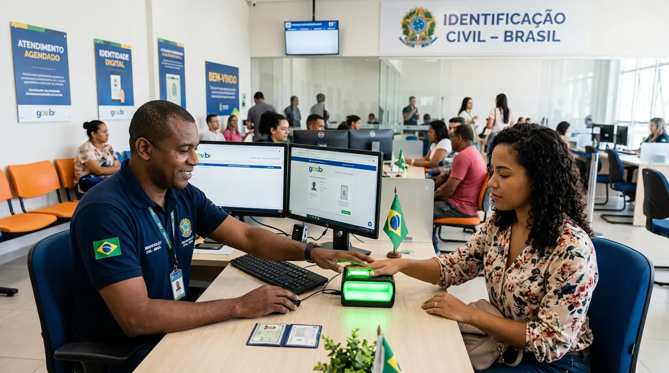 Coleta de biometria presencial para emissão da Carteira de Identidade Nacional
