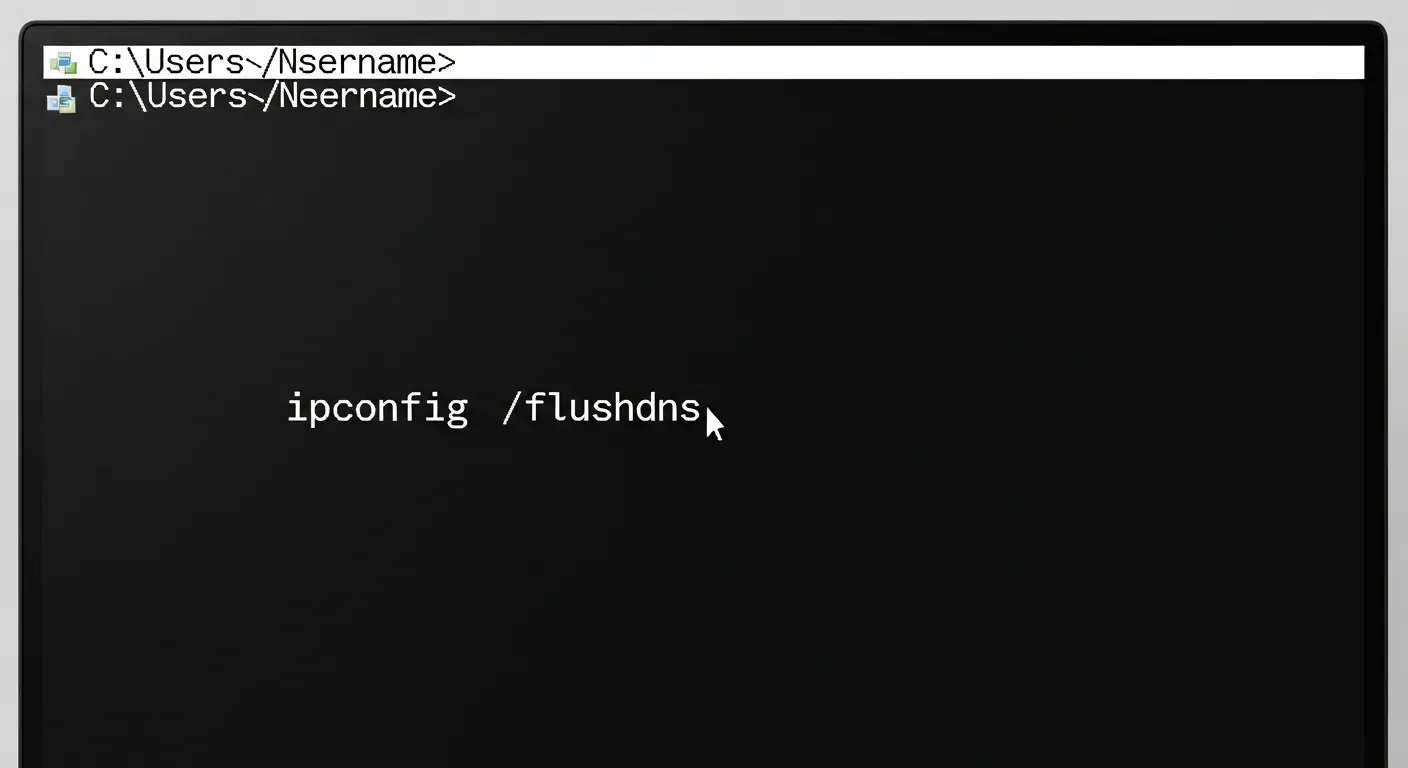 Terminal do Windows executando limpeza de cache DNS