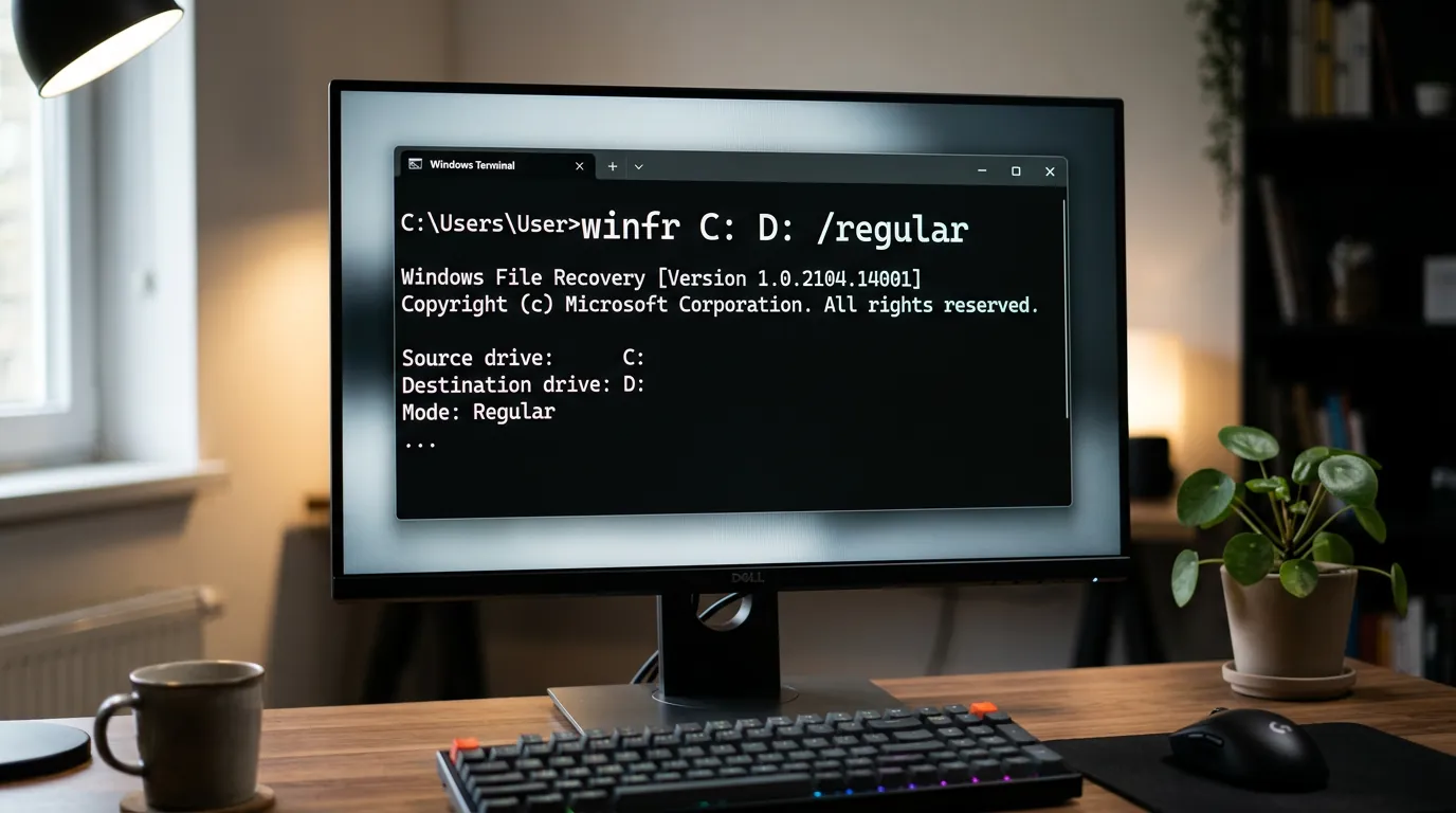Interface do Windows File Recovery