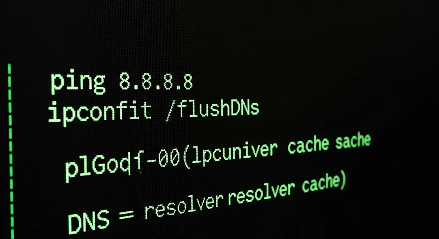 Tela de terminal com comandos de rede