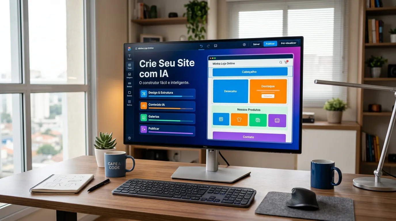 Construtor de sites com inteligência artificial gratuito em funcionamento