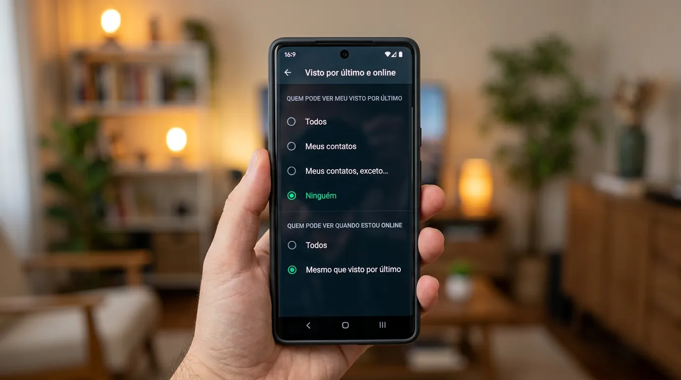 Configuração de privacidade para tirar o online do WhatsApp e esconder o visto por último